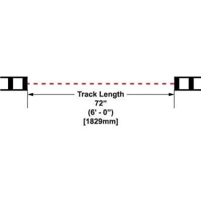 Bifold Closet Door Hardware Set For 72 Inch Doors, Heavy Duty Top Hung, diagram showing 72-inch track length