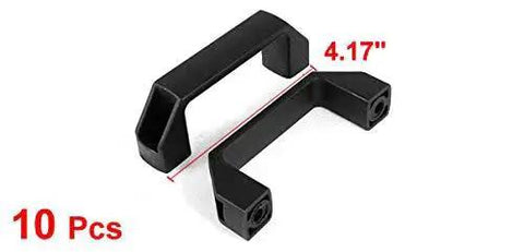 Black Plastic Cabinet Drawer Pull Handles 106mm Length Pack Of 10 Rectangular Bar Style Cabinet Hardware shown in black.