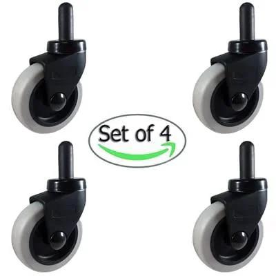 Replacement Casters For WaveBrake Mop Buckets 3 Inch Non Marking TPR Rubber Wheels Set Of 4, shown with floor-friendly design.