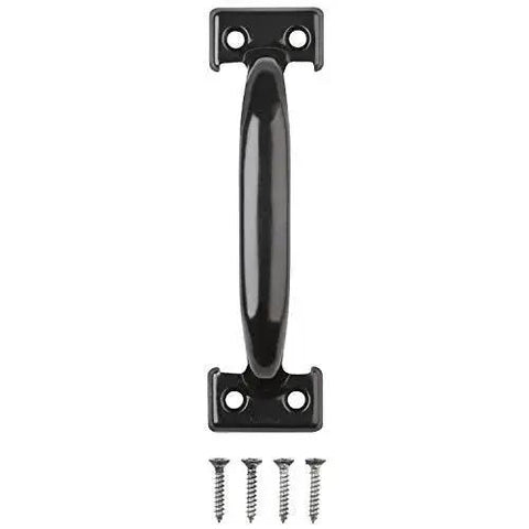 6-1/2 Inch Door Pull In Black Finish For Metal Or Wood Doors With Large Hand Clearance Durable Galvanized Construction Model N116-699