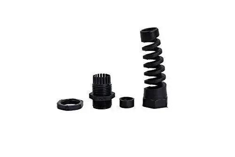 IP68 Waterproof M22 PG16 Cable Gland Connector With Spiral Flex Strain Relief, Lock Nut, Rubber Washer, 5-Piece Kit For 10-14mm Wires