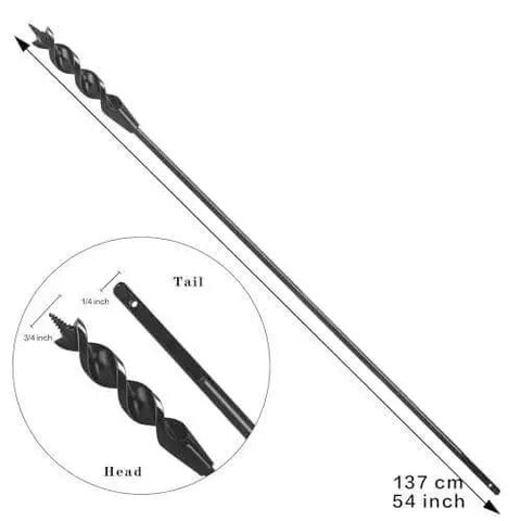 Flexible Drill Bit For Wire Pulling With Guide Ball Kit Three Quarters Inch Head Diameter Auger Style Self Feeding Tip Fifty Four Inch Long Wood Drill Bit For Fish Bit For Pulling Wires In Walls One Quarter Inch Shank.