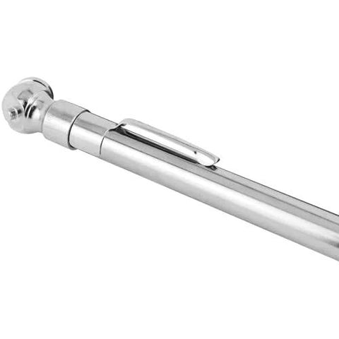 Milton S-921 pencil tire gauge with built-in deflator, chrome-plated brass, PSI and kPa for passenger cars.