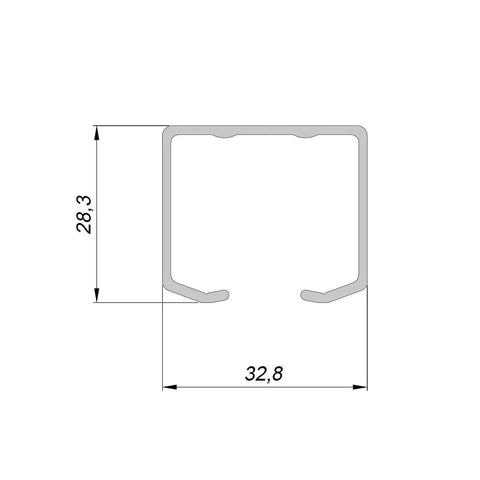 Heavy Duty Ceiling Mounted Bifold Door Hardware Kit With 70 Inch Track For Four Folding Panels Up To 55 Lbs Each, profile view.