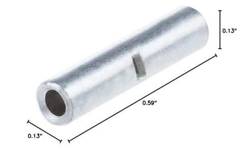 Amazon AIRIC non-insulated bare copper butt connector for 22-16 AWG, 0.59 in long, crimp terminal