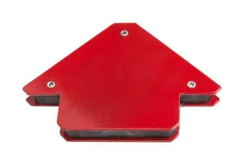 Small Magnetic Welding Jig With Center Hole Red That Lifts Up To 25 Pounds, includes 45 90 135 angles, USA-made.