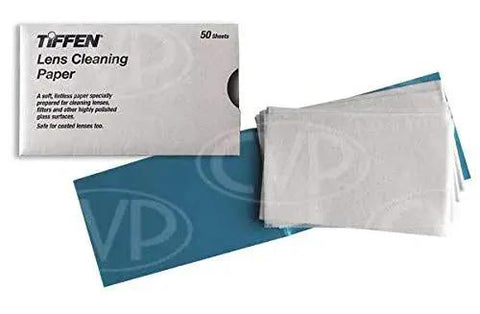 Tiffen Lens Cleaning Tissue Paper Pack Of 50 Sheets For Cameras, showing packaging and individual lint-free tissues