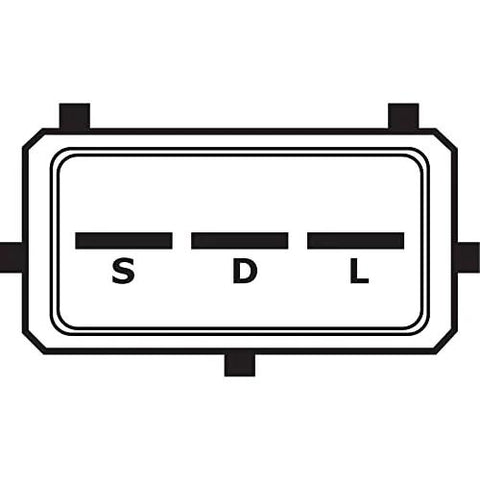 Connector diagram for 12V 135A High Output Alternator Replacement For Ford F-250 Super Duty 2003 To 2005 F-350 Super Duty 2003 To 2005 And E-350 Club Wagon 2004 To 2005 Replaces OEM 334-2610 334-2735A 335-1145.