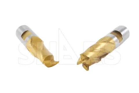 Tin Coated HSS End Mill Set With 2 And 4 Flute, Single End, Center Cut, 20 Piece, 3/16 To 3/4 Inch Range, Includes Four Shank Sizes