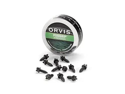 Orvis Tungsten Carbide Screw In Studs For Wading Boots And Fishing Shoes 24 Pack with black screws and packaging.