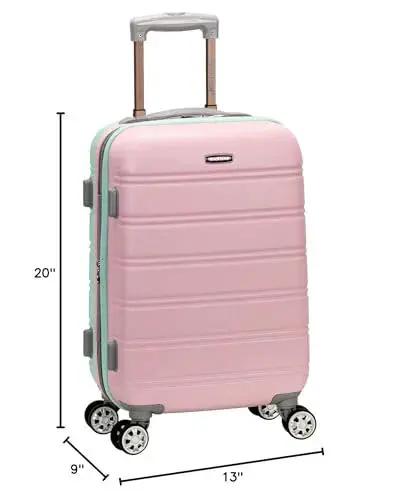 Mint and pink Melbourne Hardside Expandable Carry-On Spinner Luggage 20 inch with telescoping handle and spinner wheels