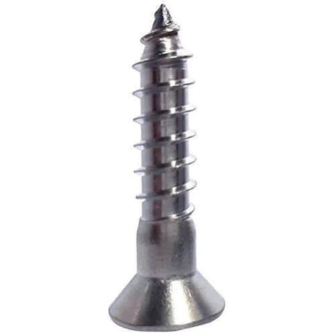 10 x 1-1/2 Inch Flat Head Phillips Wood Screws Made From Marine Grade Type 316 Stainless Steel With Partial Thread And Bright Finish