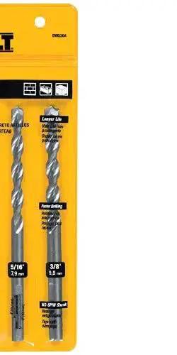 Masonry Drill Bit Set For Percussion Drilling Four Piece Workhorse With Carbide Tip Bits And Four Flute Design DW5204 By Dewalt