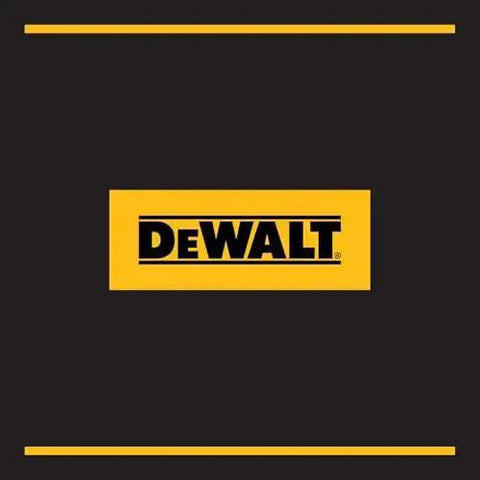 Black and yellow DeWalt logo centered on a black background with yellow border lines