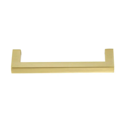 Modern Square Cabinet Pull Handle With Golden Champagne Finish, 5.39-Inch Length, 5-Inch Hole Center, 10-Pack, Front View