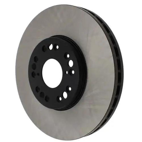 Angled front view of Centric Premium 120.44083 front brake rotor with black hub