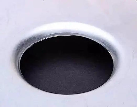 Close-up of a smooth hole created by the Heavy Duty Hole Punch And Flare Tool For Metalworking Black Finish Half Inch Dimple Plate Dies For 16 Gauge Steel