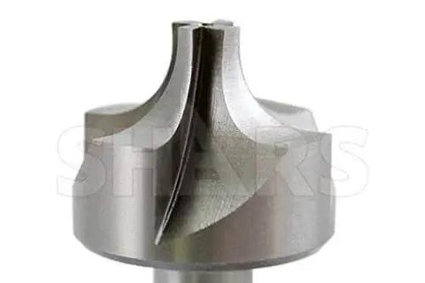 Pro Grade 3/8 In Radius HSS Corner-Rounding End Mill With 3/4 In Weldon Shank, close-up view, 4 flute design for milling metals