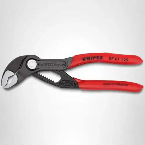 Cobra Water Pump Pliers, 5 Inch, Red, Adjustable Pliers With Self-Locking Teeth, 13 Positions, Side View