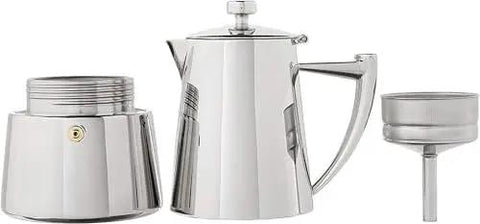 Stainless Steel Stovetop Espresso Maker For 6 Cups Easy To Clean Moka Pot With Heat Resistant Non Reactive Design Barista Grade Brew