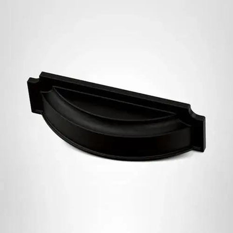 Matte Black Cabinet Handles Set Of 10 Notched Backplate Drawer Pulls 3 Inch or 3-3/4 Inch Durable Metal with Fade and Scratch Resistant Finish