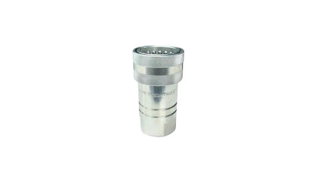 1 in NPT hydraulic quick-connect coupler, Pioneer style, silver metal body