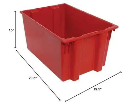 Three Pack Heavy Duty Nest Totes For Transport And Part Organization Injection Molded HDPE Bins Waterproof And Chemical Resistant Built Tough For Gear Sized About Twenty Nine And A Half Inches By Nineteen And A Half By Fifteen Inches Made In The USA