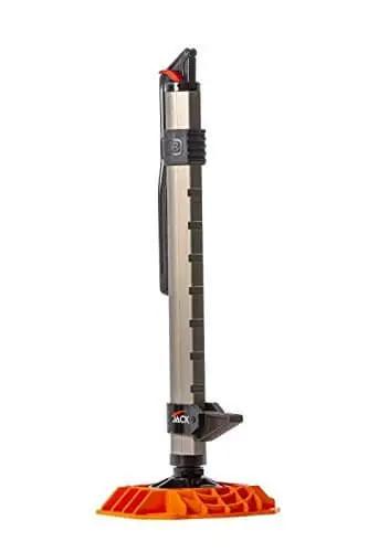 Side view of Beefy Heavy Duty Jack Base For Off Road Jacks, 15,400 Lb Load Capacity with high visibility orange and non-slip textured bottom