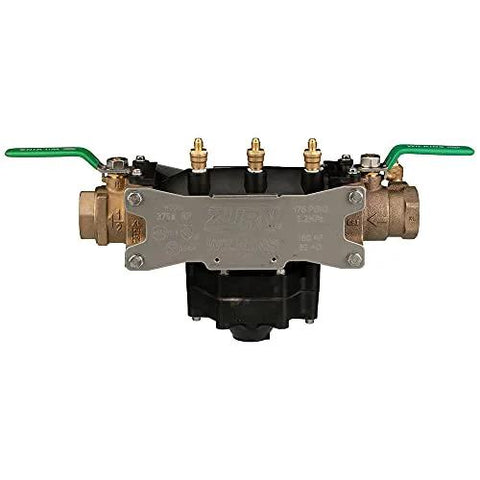 Wilkins RPZ 2-375XLFT backflow preventer, 2-inch, gold body with fast test cocks and green handles