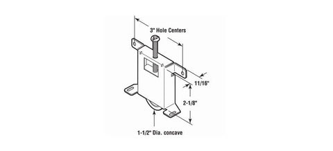Diagram of Mirror Door Roller Assembly For Sliding Wood Framed Doors With 1.5 Inch Ball Bearing Roller, Steel Housing And Nylon Wheel
