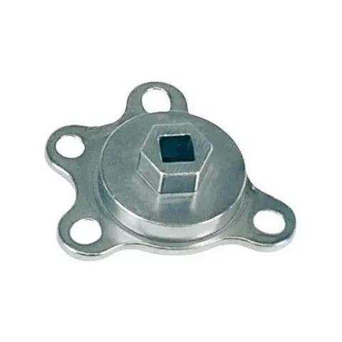 Crankshaft Turning Tool With Balancer Mounted Half Inch Drive Stainless Steel Natural Finish Chevy And Ford V8 Engine Maintenance Tool