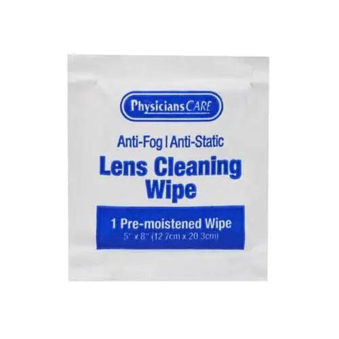 Front view of Anti-Fog And Anti-Static Lens Wipes for Glasses in Pre-Moistened Packets showing package design and dimensions.