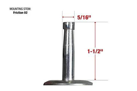 2 Inch Twin Wheel Office Chair Caster With Friction Stem Mount, Five Sixteenth Inch Stem Diameter, One And A Half Inch Stem Length