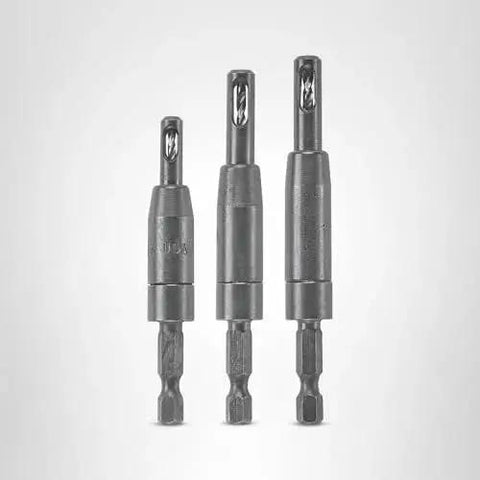 Clic-Change 1/4 In Self-Centering Drill Bit Set, 3-Piece by Bosch, shown front view, quick change bits for precision, ideal for hinges