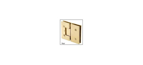 Victoria 180 Degree Glass-To-Glass Shower Hinge in polished chrome for heavy duty doors, rear view, fits 3/8 to 1/2 inch tempered glass.