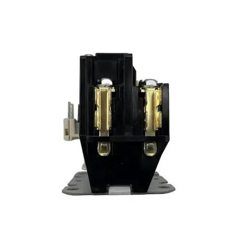 Front view of One Pole Twenty Four Volt AC Contactor for Heat Pumps, heavy-duty 30 Amp, UL listed with 1/4 inch terminals, handles 600 volts