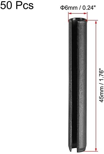 Durable Slotted Spring Pins Kit For Small Machines 6mm By 45mm Smooth Finish 65Mn Steel Tension Pins 50 Pieces