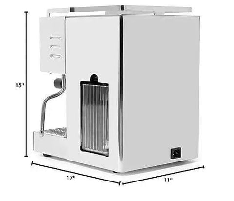 Side view of Espresso Machine With Barista Grade PID Brew Boiler On Demand Steam 1000W Thermoblock And Shot Timer For Precise Consistent Shots