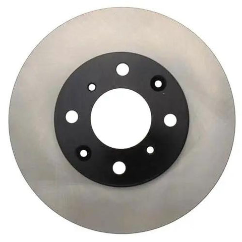 Front brake rotor for Honda Civic/Del Sol with silver braking surface and black mounting hub with bolt holes