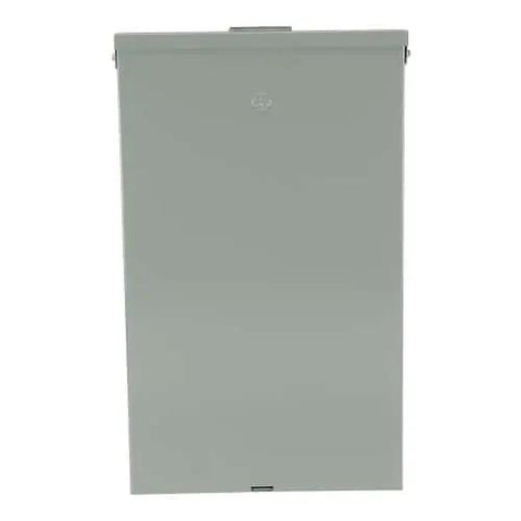 Front view of 125A outdoor convertible load center, 12-space 24-circuit main lug panel with NEMA 3R galvanized steel enclosure.
