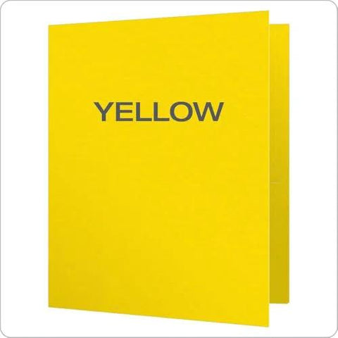 Front view of Two Pocket Folders With Fasteners Yellow Letter Size 25 Per Box 135 Sheet Capacity Built In Two Prong Fasteners