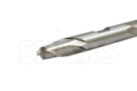 Close-up of 3/4 Inch HSS 2 Flute Ball Nose End Mill Double End For DIY CNC Machining, Regular Length Weldon Shank, Shars Tool 404-5988.