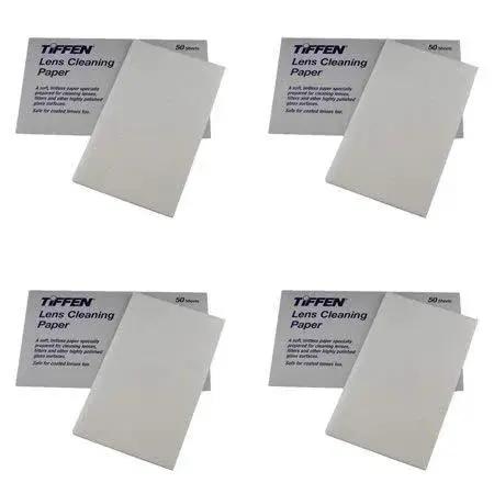 Tiffen Lens Cleaning Tissue Paper Pack Of 50 Sheets For Cameras, showing four packs of soft, lint-free tissues for safe lens cleaning.
