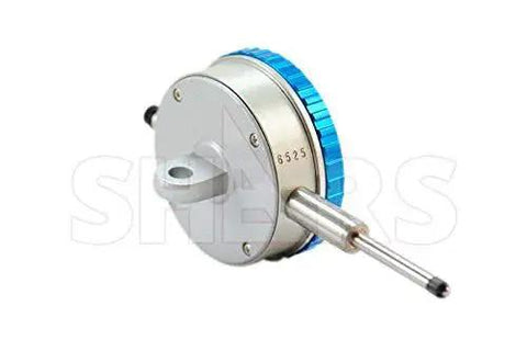 Side view of 176 Lbs Magnetic Base Indicator Holder With Speed Set Fine Adjustment For Pro Grade Precise Setup And Quick Dial Indicator Alignment Includes One Inch Dial Indicator With One Thousandth Inch Resolution Model 3033111S For Milling And Machining showing dial indicator components.
