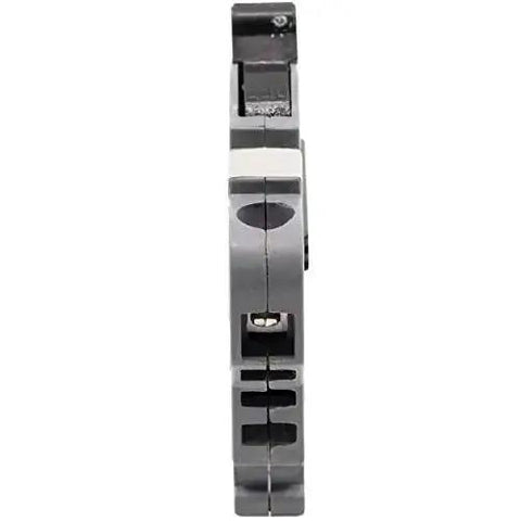 Side view of Stab Lok NC115 Replacement Circuit Breaker One Pole 15 Amp Gray Newly Manufactured Federal Pacific Electric Style Thin Series ETL Listed 10,000 AIC For Stab Lok Panels.
