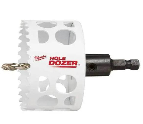 Side view of a Milwaukee Hole Dozer bi-metal hole saw, three and three quarter inch for general purpose cutting, arbor not included.