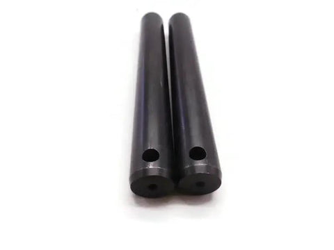 Close-up of two metal components from Dipper Stick And Tipping Link Repair Kit For Backhoe Loaders Compatible With 210S 212S 2CX MIDI CX 2CXS 2DX 2DXL And 3CX Ensures Smooth Linkage Movement And Extended Durability With High Quality Construction For Heavy Duty Operation.