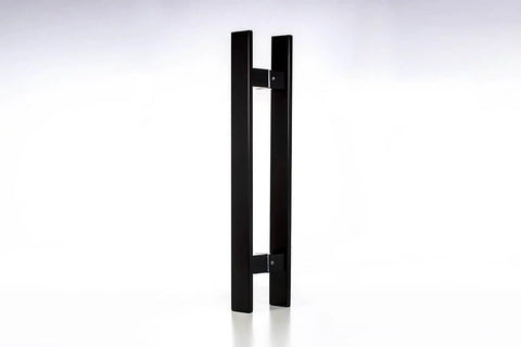 32 Inch Two Sided Stainless Steel Modern Entry Door Handles Matte Black Painted Finish External Internal Pull Push Bar