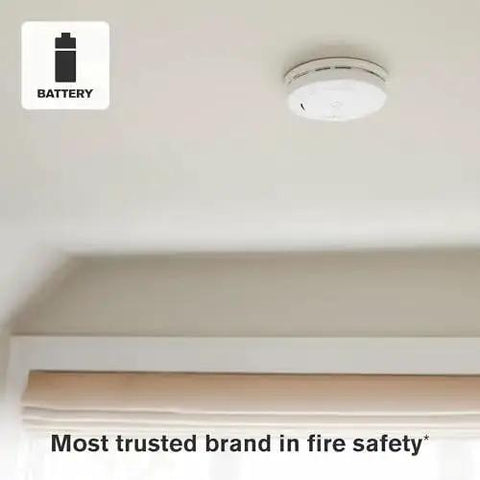 Ceiling-mounted Two In One Smoke And Carbon Monoxide Alarm With Battery Powered Detector And Slim Profile Design Model SMCO200 in room.