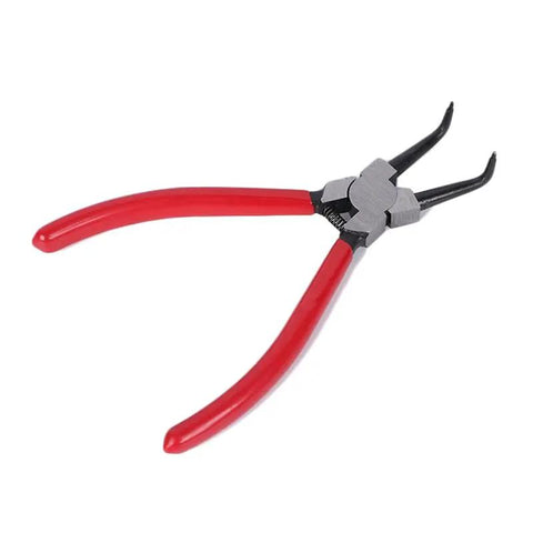 7 Inch Snap Ring Pliers With 90 Degree Bent Tips For Internal Circlip Installations And Retaining Ring Removal Precision Forged Internal Pliers Built Tough With Durable Red Handle For Easy Slip Free Gripping.